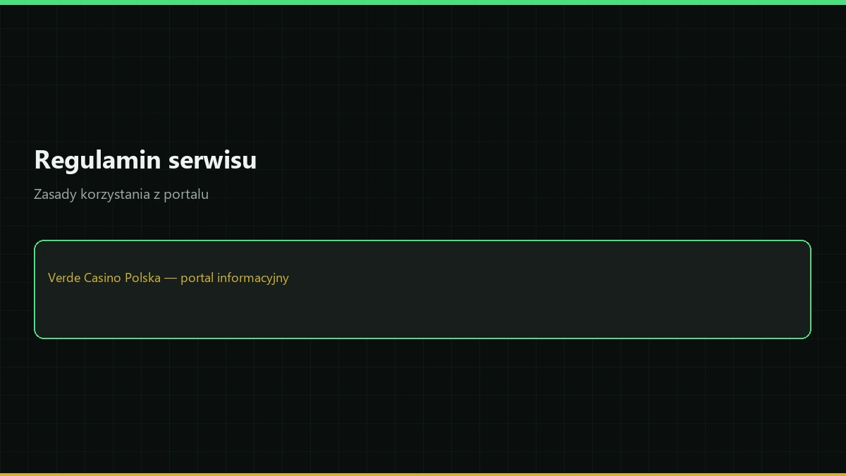 Regulamin serwisu Verde Casino Polska